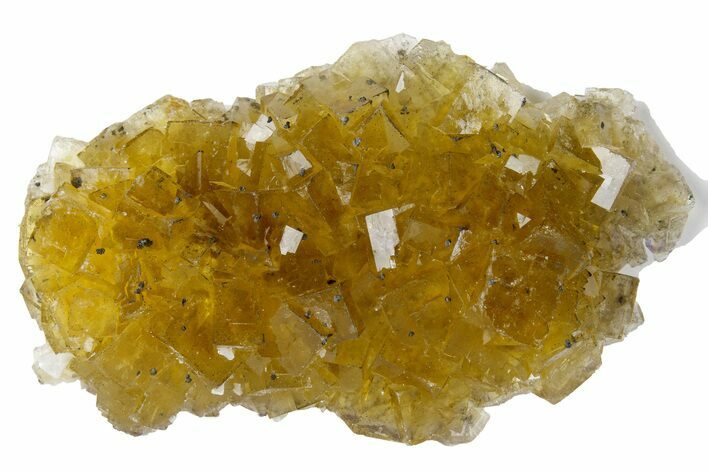 Gemmy, Yellow, Cubic Fluorite Crystal Cluster - Asturias, Spain #175532